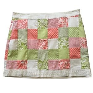 Vineyard Vines Coral and Green Patchwork Skirt 12
